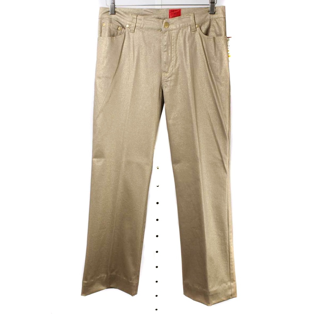 V CRISTINA Shimmering Gold Boot Cut Stretch Pants NWT